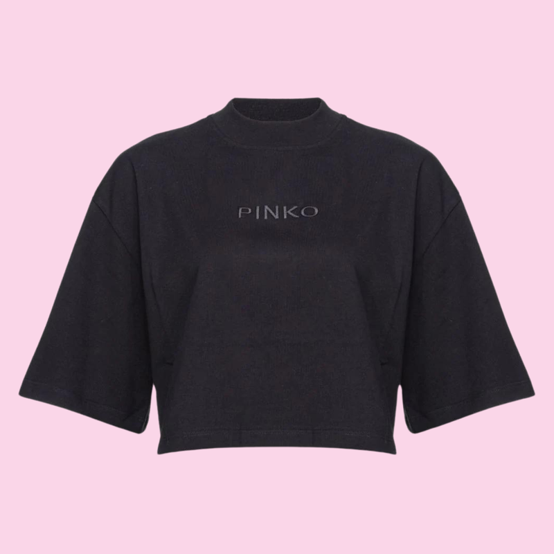 Pinko Cropped Logo T-Shirt Black
