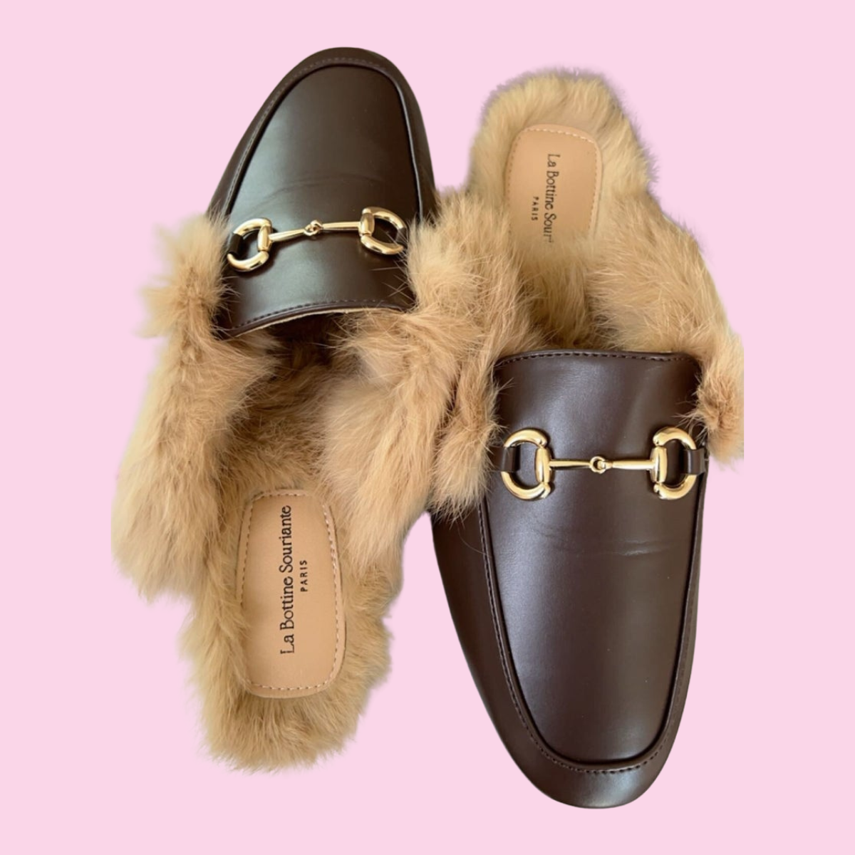 Hearts Fur Loafers Brown