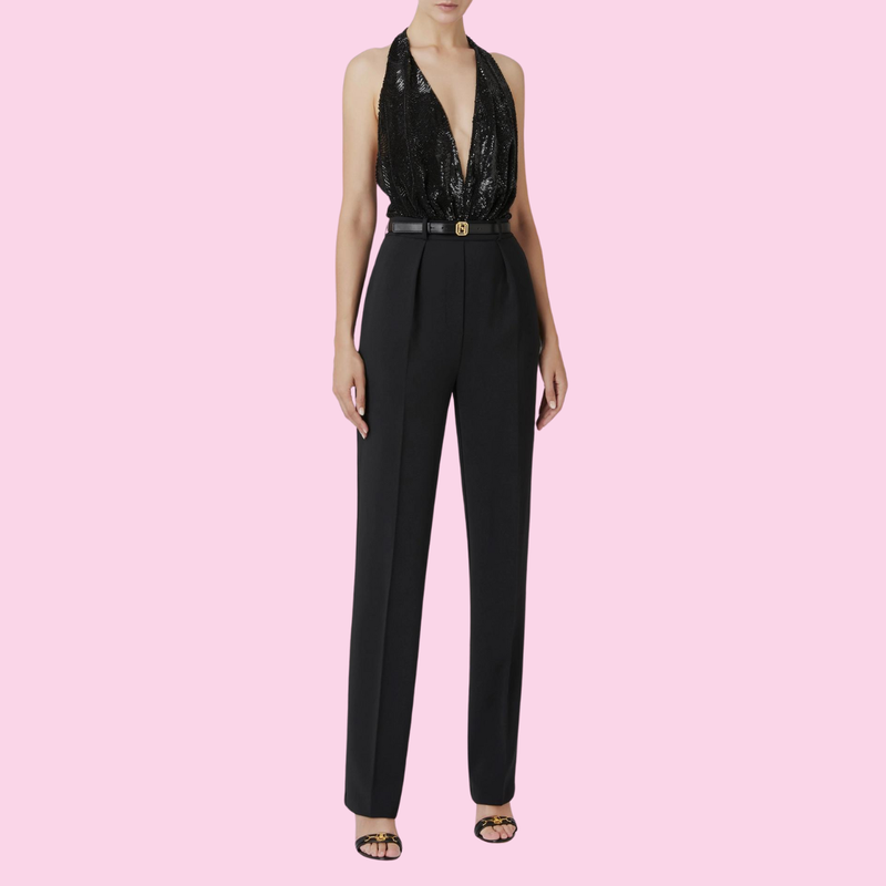 Elisabetta Franchi Sequin Crepe Jumpsuit