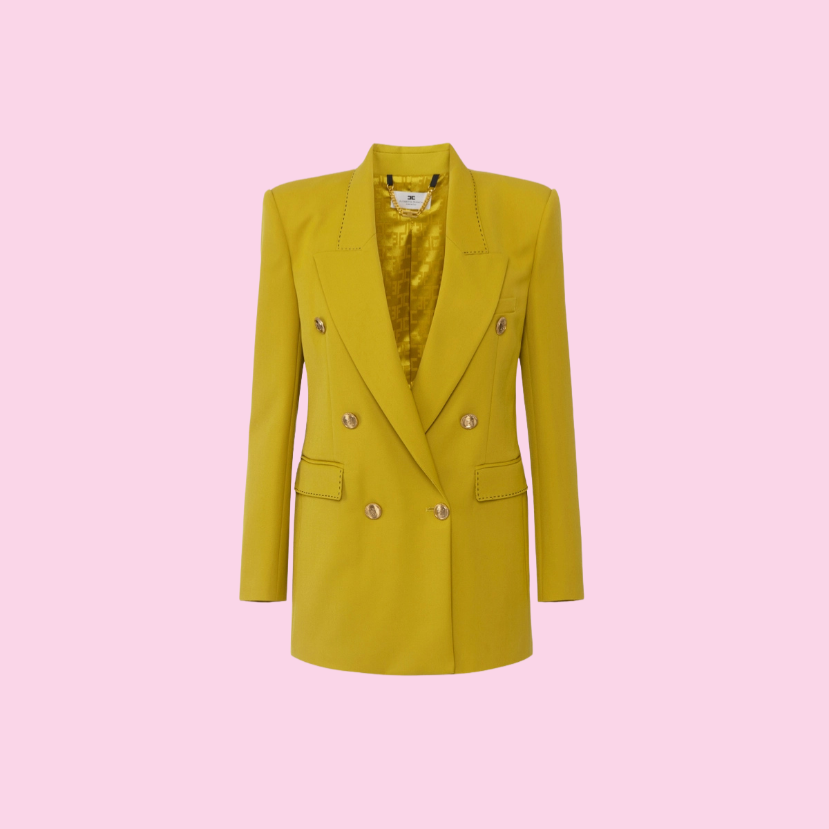 Elisabetta Franchi Cool Wool Blazer Curry