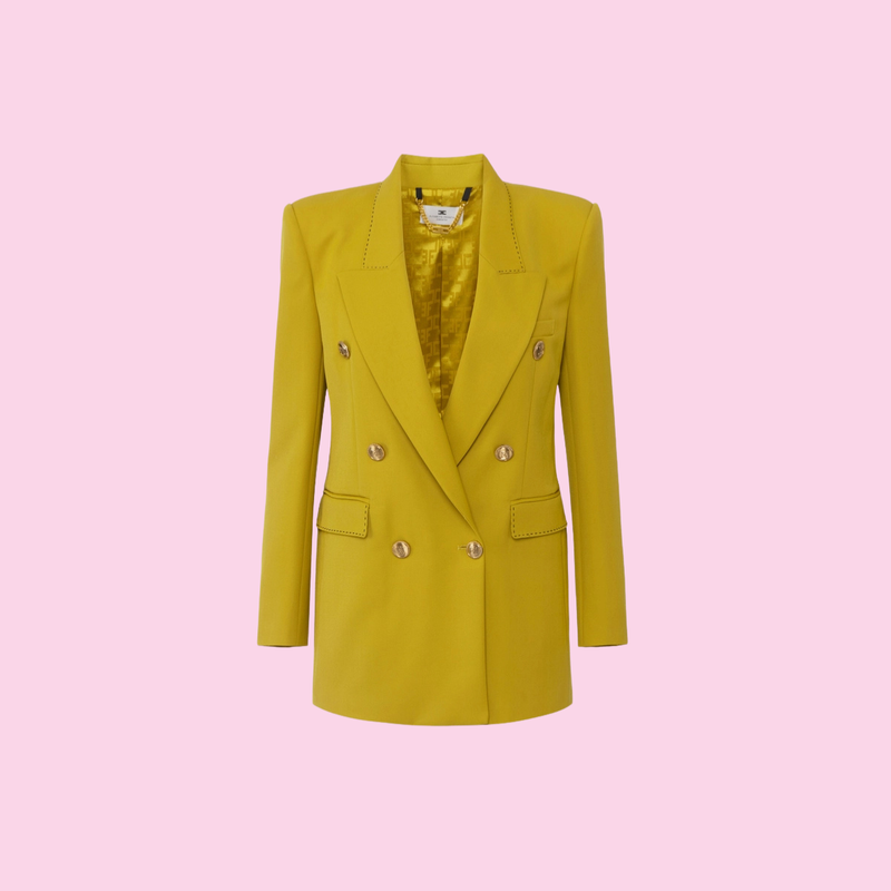 Elisabetta Franchi Cool Wool Blazer Curry