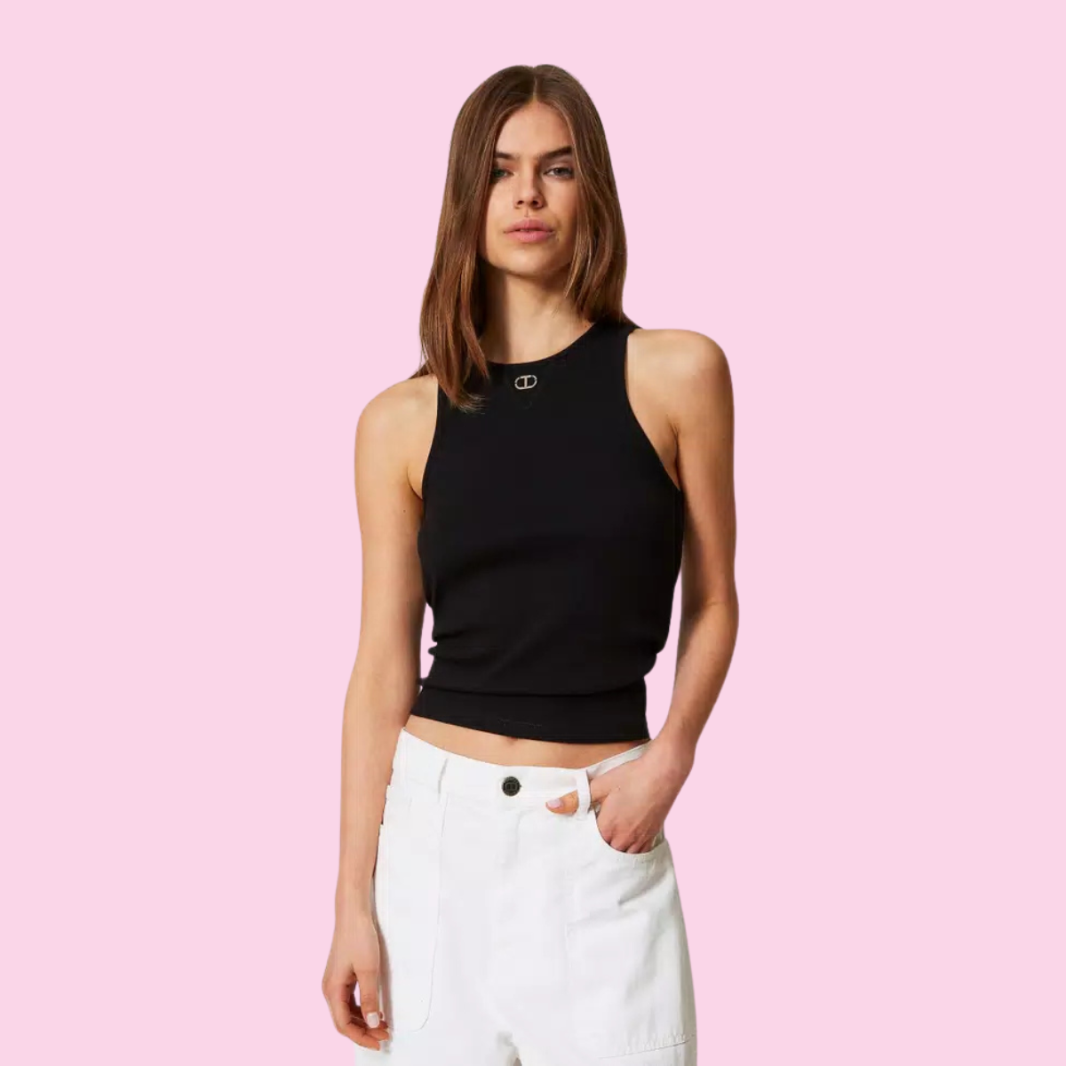 Twinset Ribbed Tank Top Black