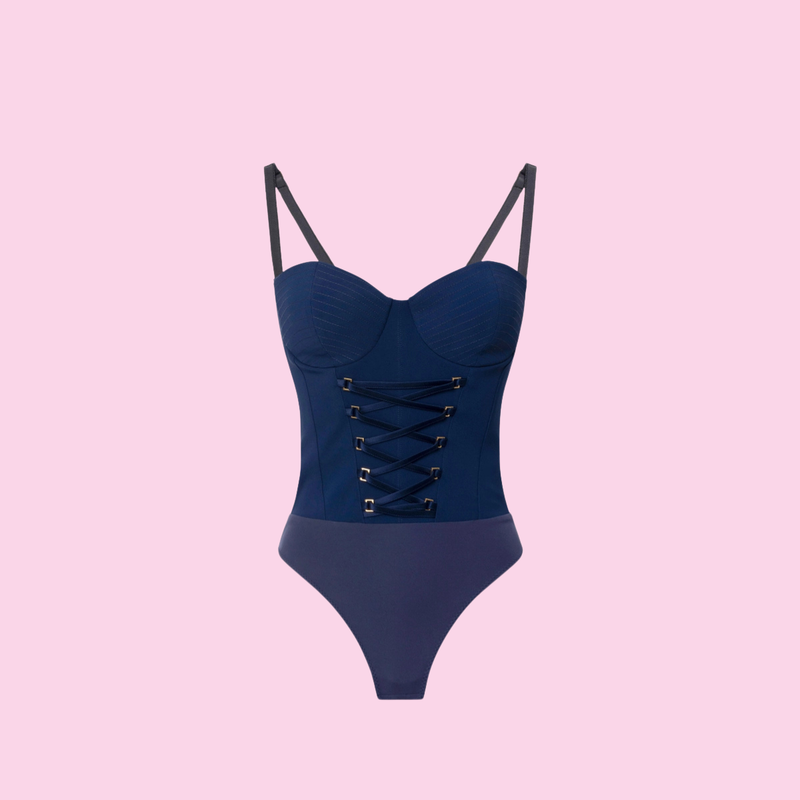 Elisabetta Franchi Body Crossed Lace Dark Blue