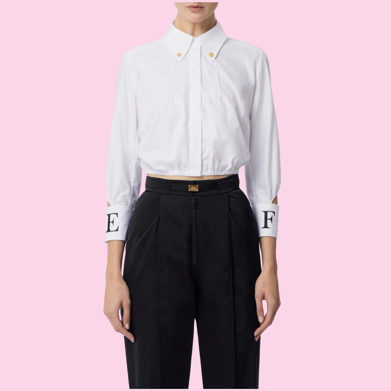 Elisabetta Franchi Blouse White Black Logo