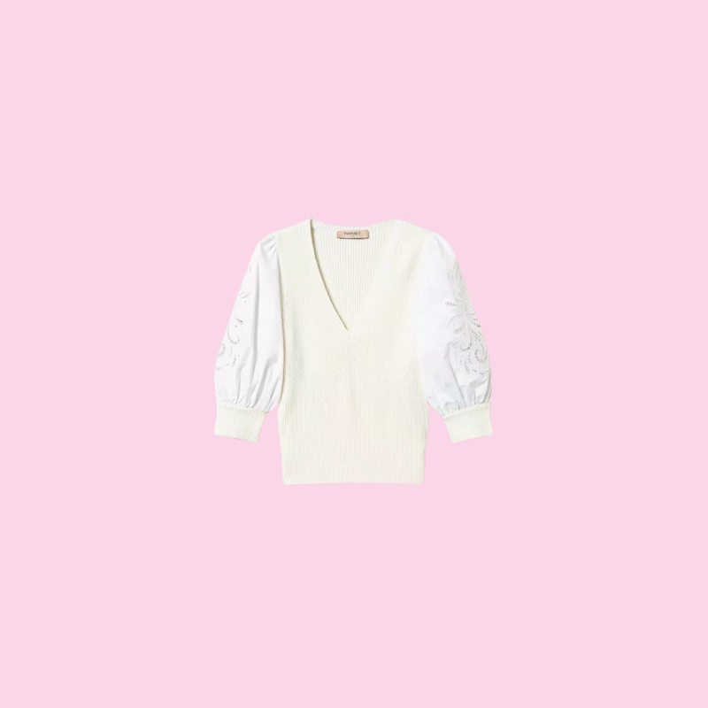 Twinset Jumper With Embroidered Sleeves