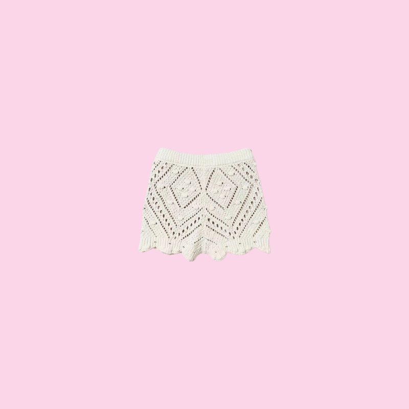 Twinset Openwork Knit Short Light Natural