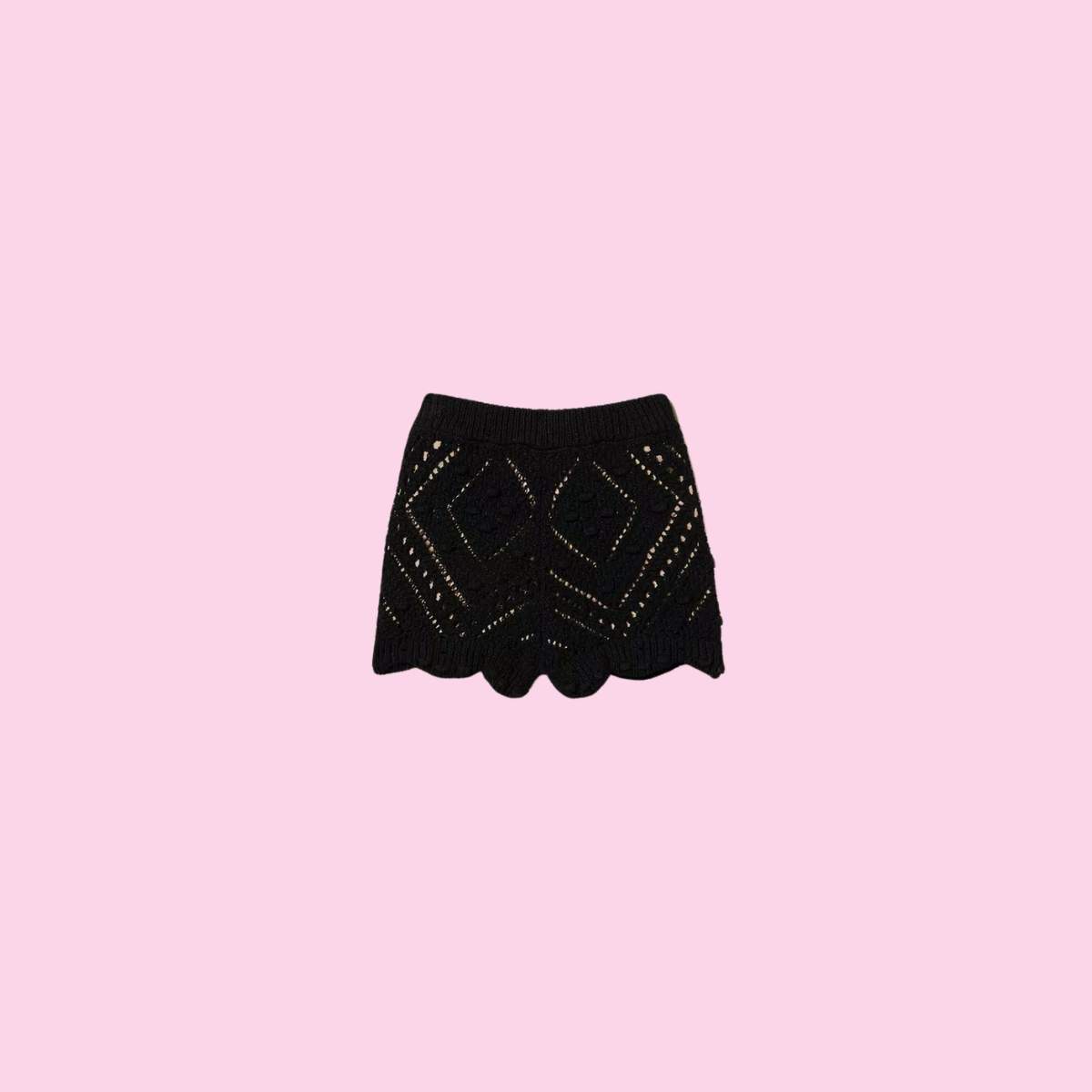 Twinset Openwork Knitted Short Black