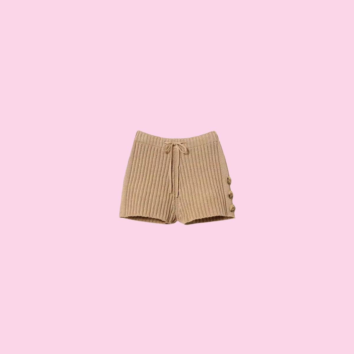 Twinset Rib Knit Shorts With Buttons