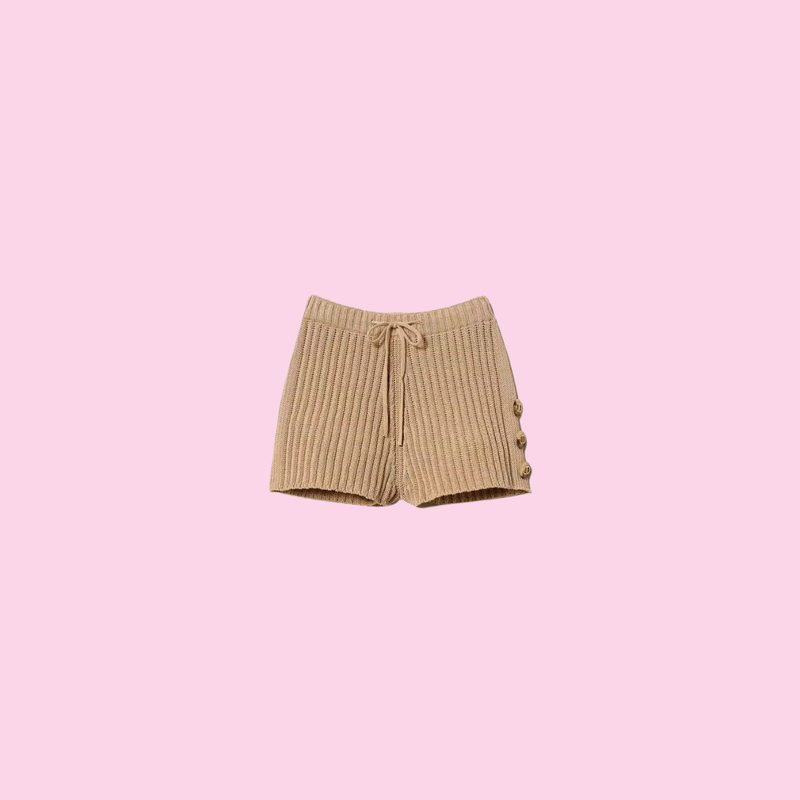 Twinset Rib Knit Shorts With Buttons