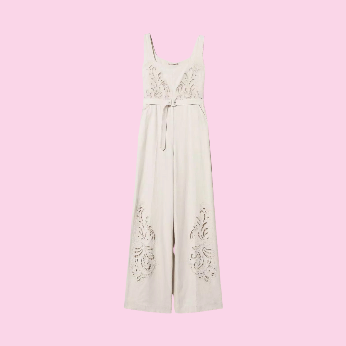 Twinset Embroidered Linen Jumpsuit