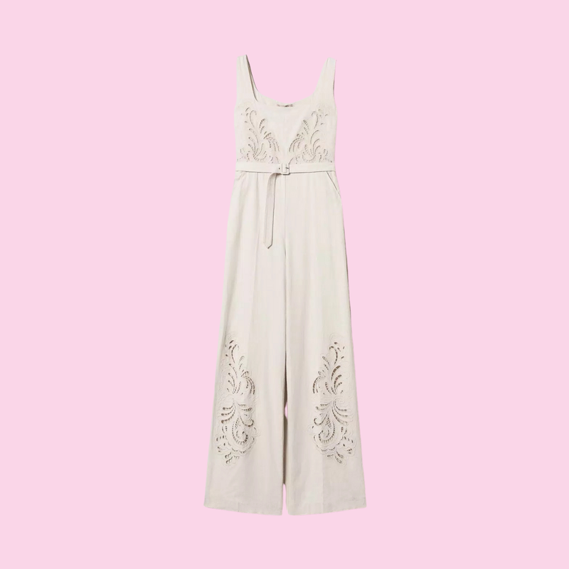 Twinset Embroidered Linen Jumpsuit