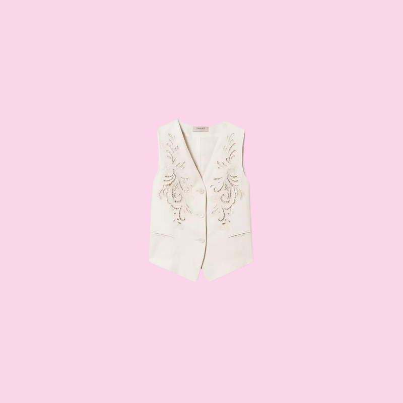 Twinset Embroidered Linen Waistcoat