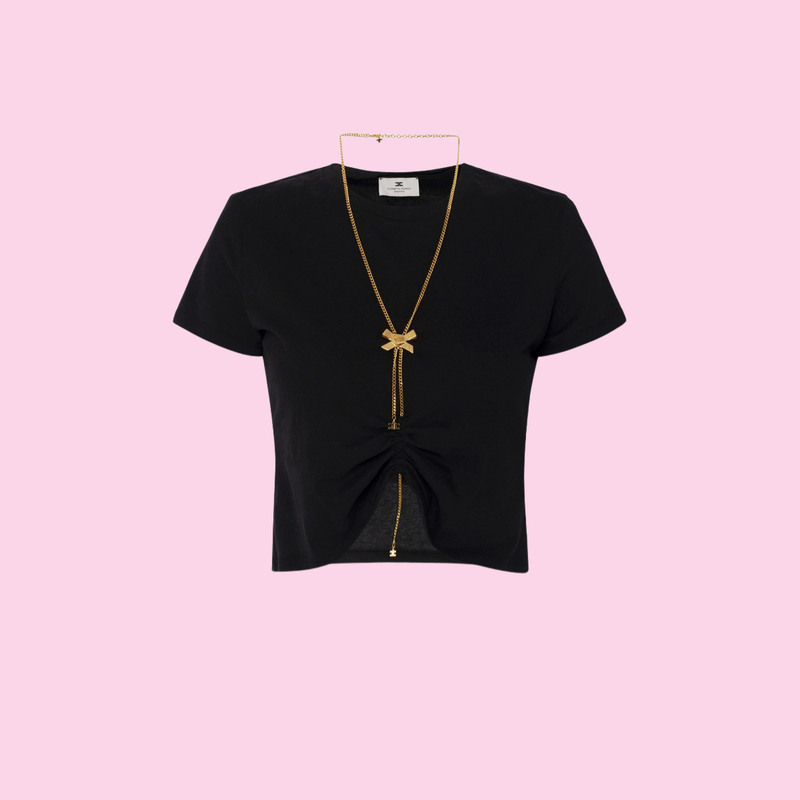 Elisabetta Franchi T-shirt Black With Chain