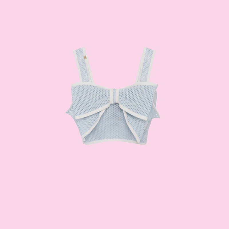 Elisabetta Franchi Knitted Top With Bow Sky Blue
