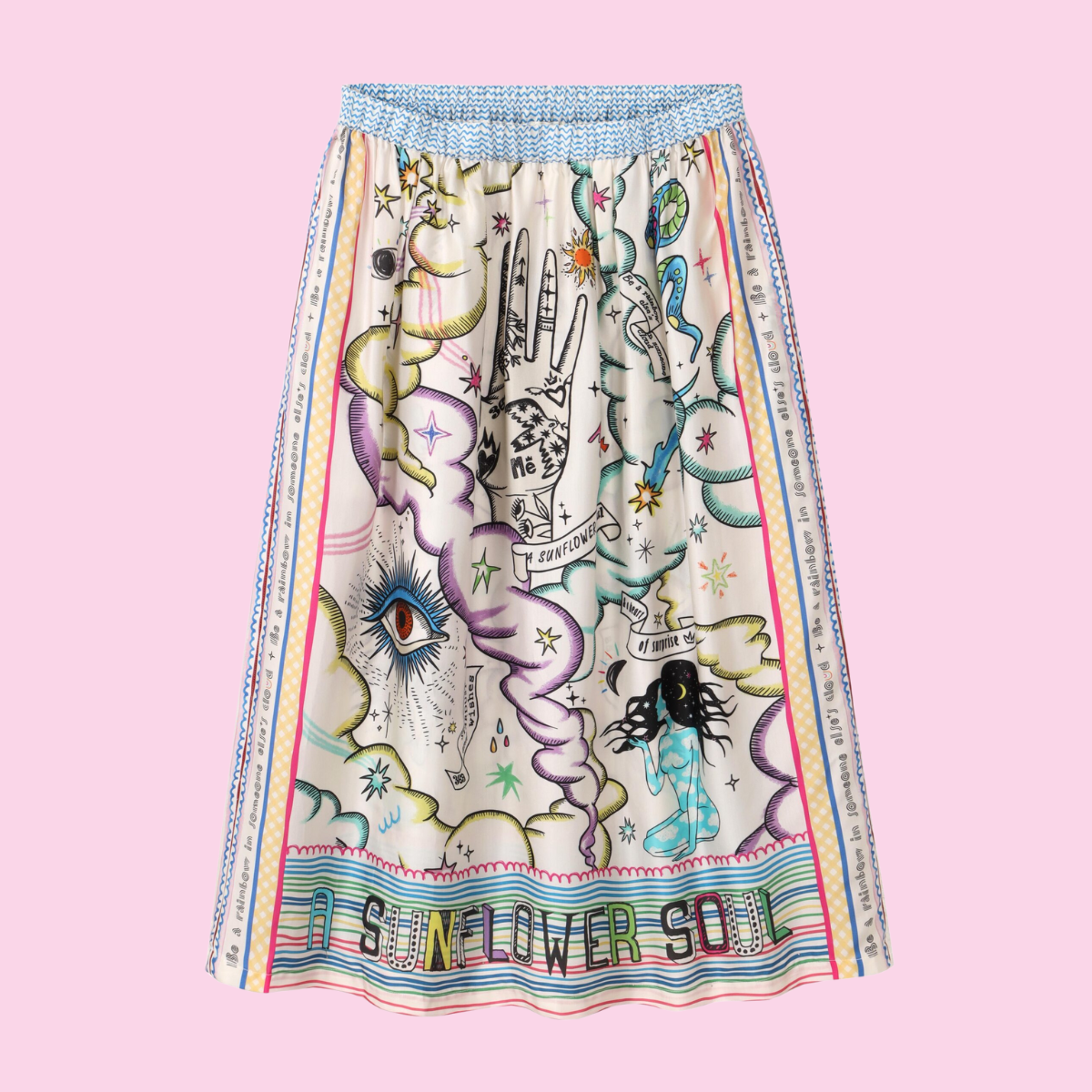 Me369 Vanessa Englightenment Printed Midi Skirt