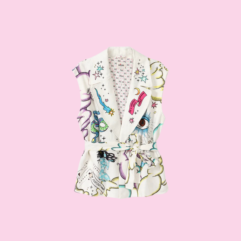 Me369 Isabel Enlightenment Printed Linen Gilet