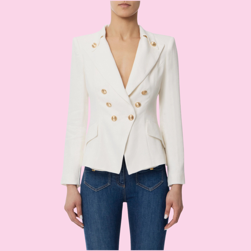 Elisabetta Franchi Linenblend Blazer Avorio