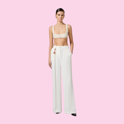 Elisabetta Franchi 洗練 お洒落 リネンブレンド パンツ Elisabetta Franchi 洗練 お洒落 リネンブレンド パンツ