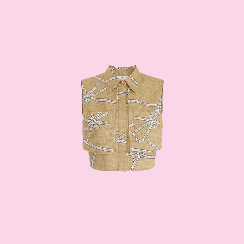 Elisabetta Franchi Cotton Blouse In Raffia Print