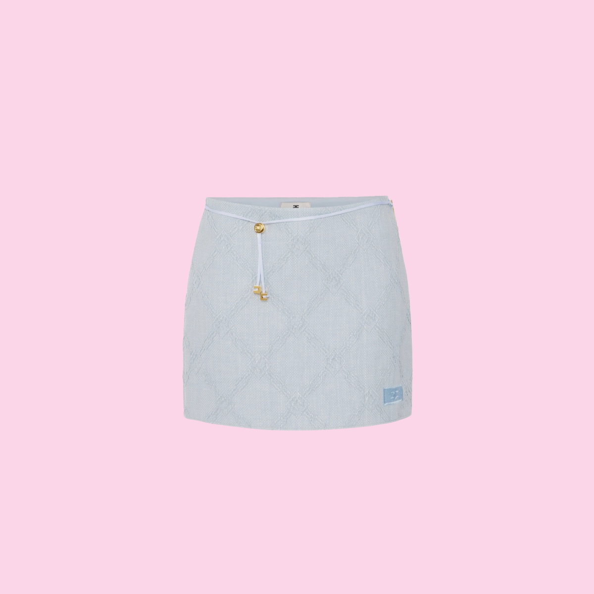 Elisabetta Franchi Raffia Skirt Sky Blue