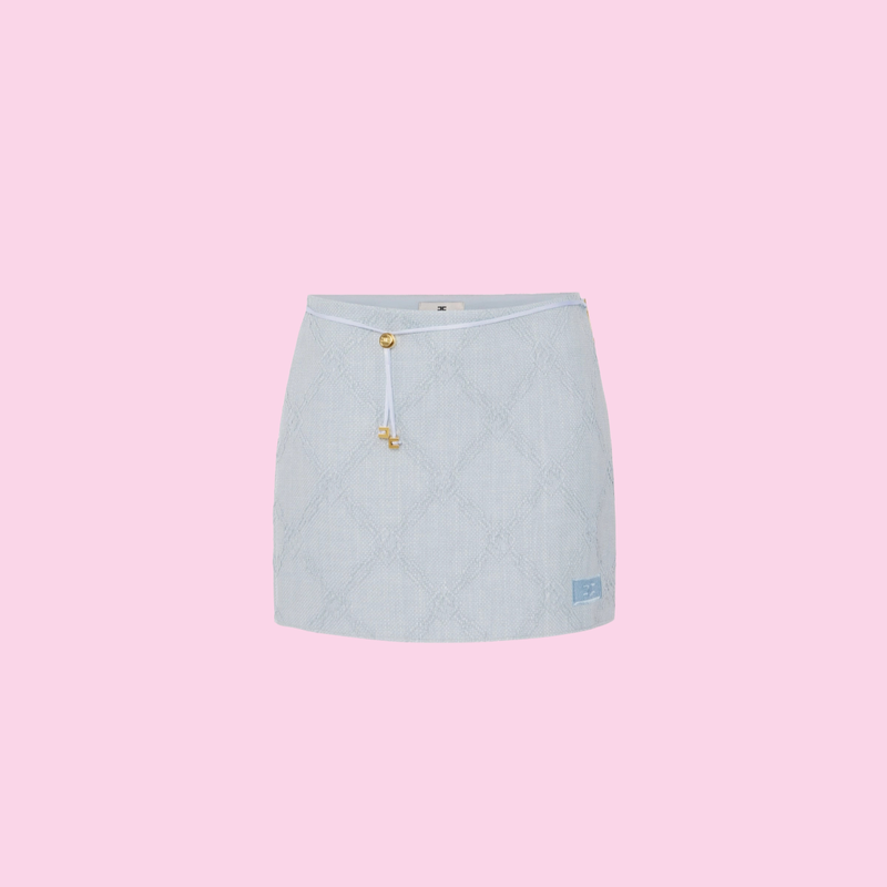 Elisabetta Franchi Raffia Skirt Sky Blue