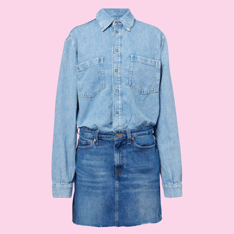 7 For All Mankind Two Coloured Denim Dress