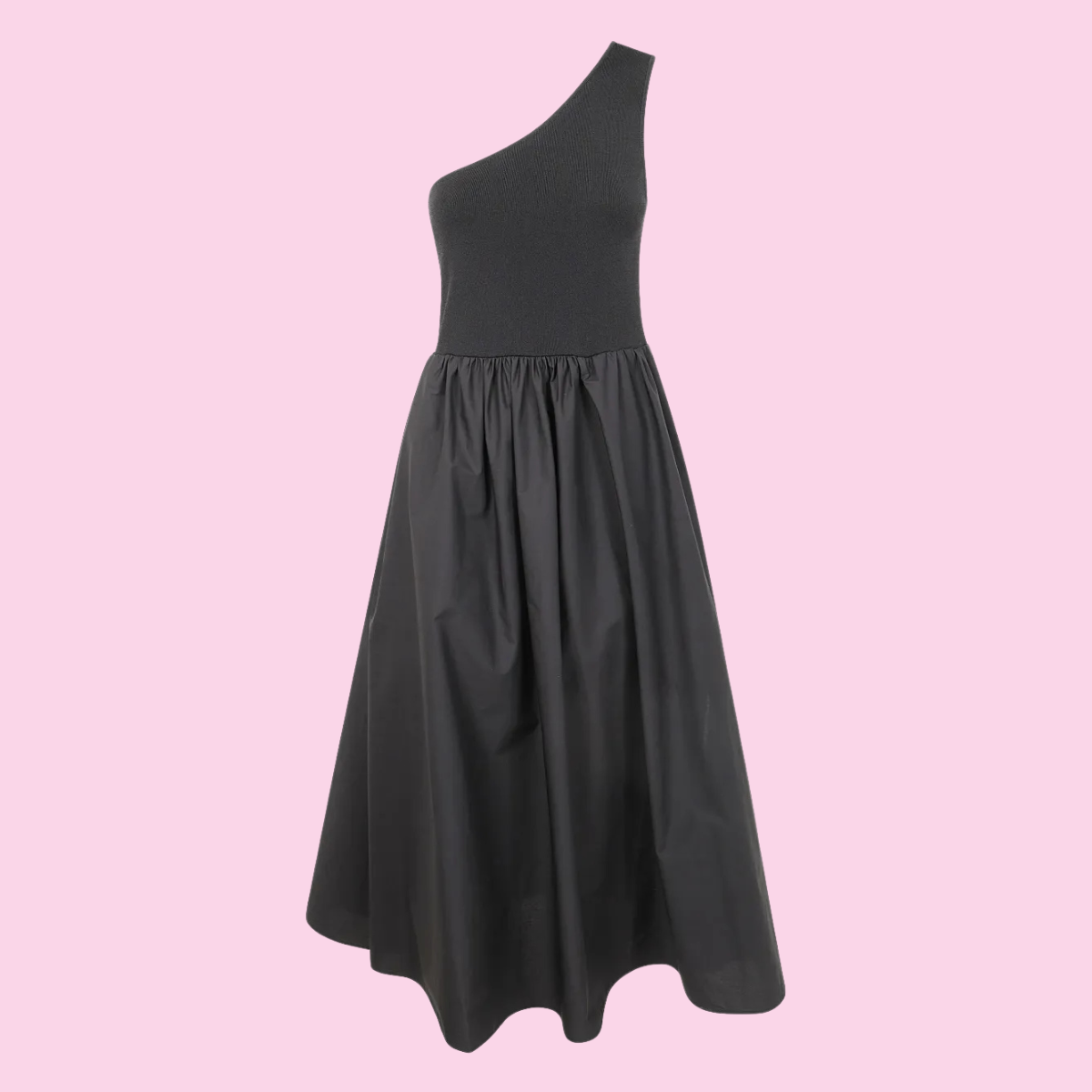 Twinset One Shoulder Midi Dress Black