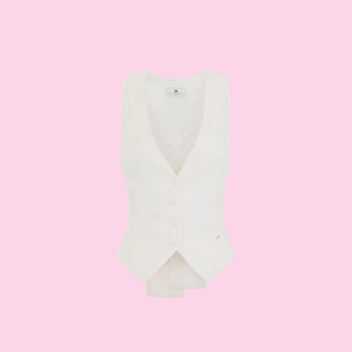 Elisabetta Franchi Linenblend Gilet Avorio