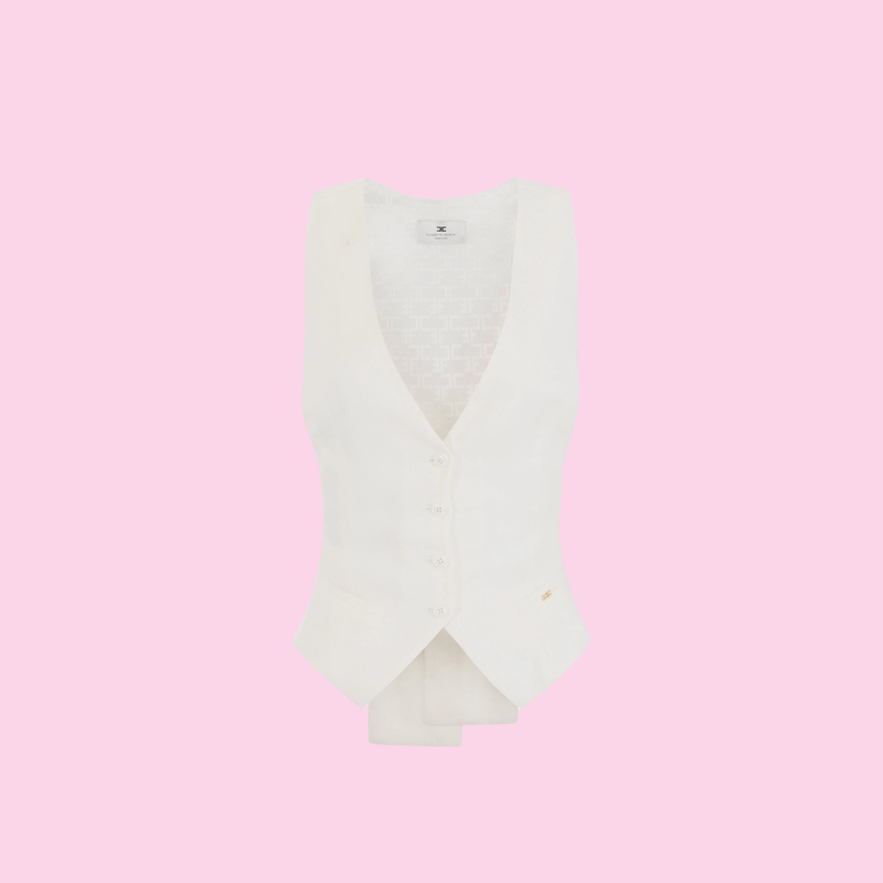 Elisabetta Franchi Linenblend Gilet Avorio