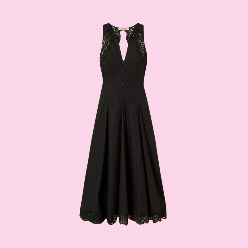 Twinset Midi Popline Dress Black