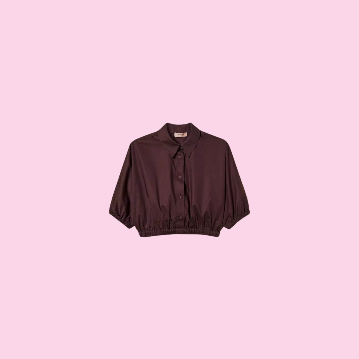 Twinset Cropped Poplin Blouse Chocolate Brown