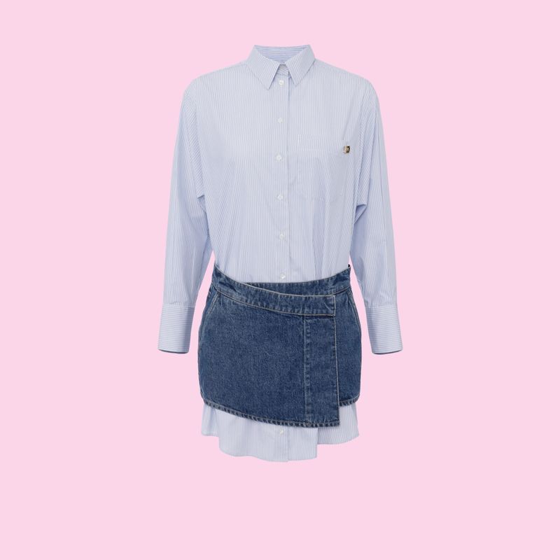 Elisabetta Franchi Dress Popline Cotton And Denim