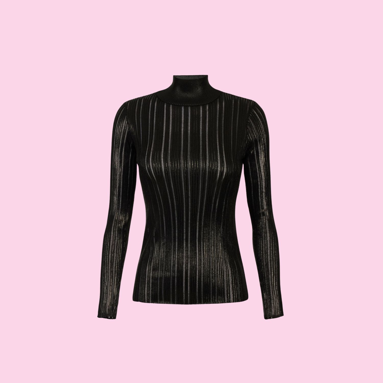 Elisabetta Franchi Laminated Ribbed Top Black
