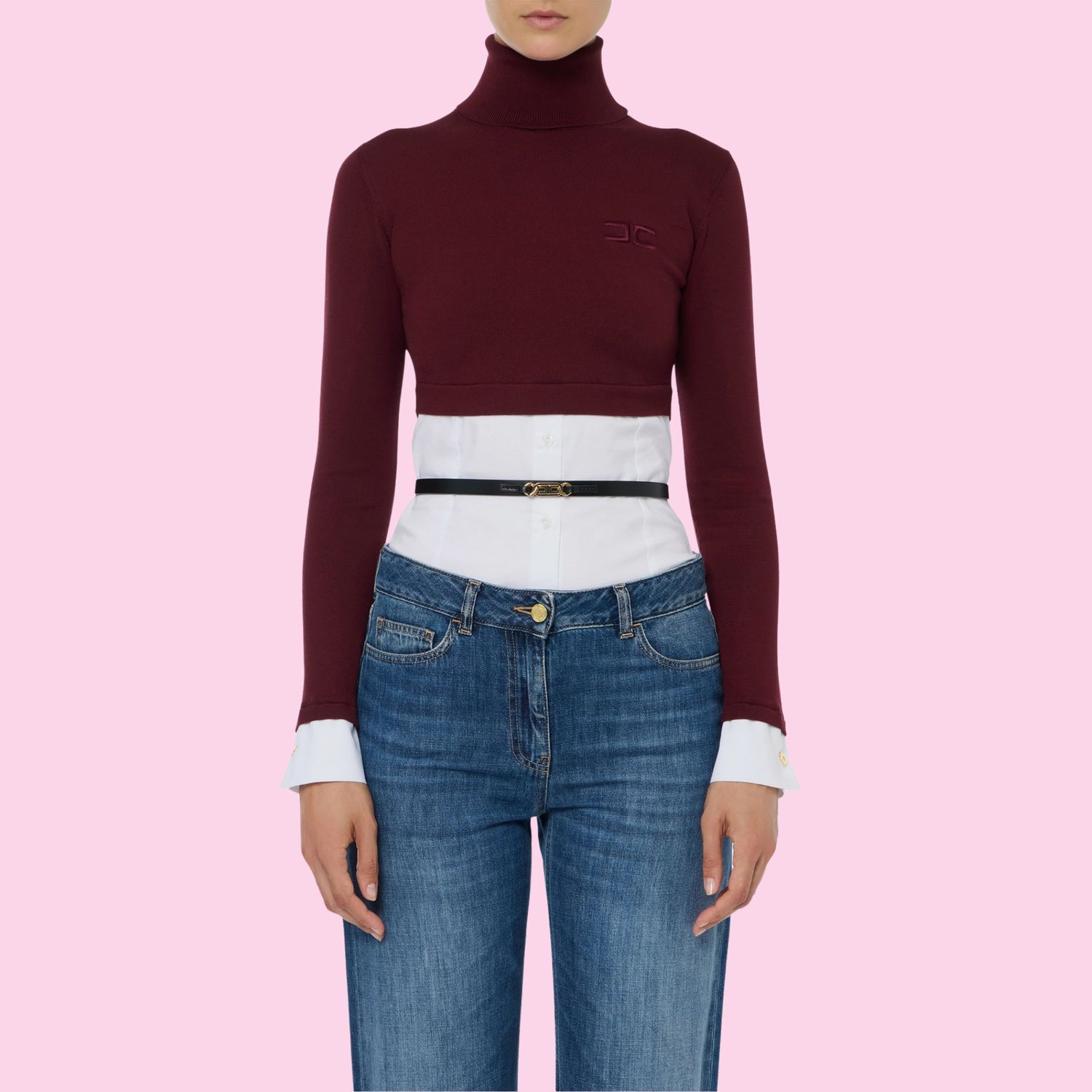 Elisabetta Franchi Top With Belt Rouge Noir