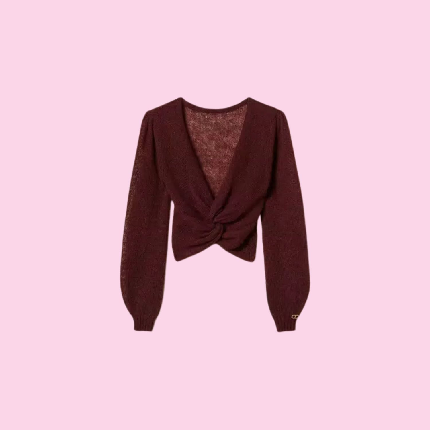 Twinset Mohair Blend Knit Shrug Wine Tasting Purple