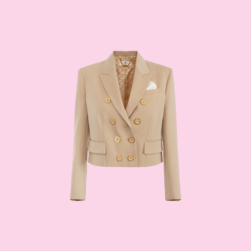 Elisabetta Franchi Short Blazer Cool Wool Honey