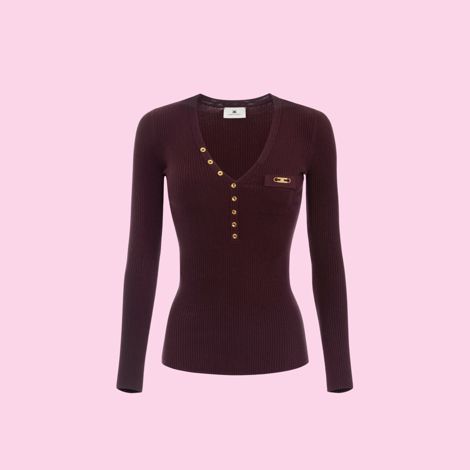 Elisabetta Franchi Knitted Sweater Merlot