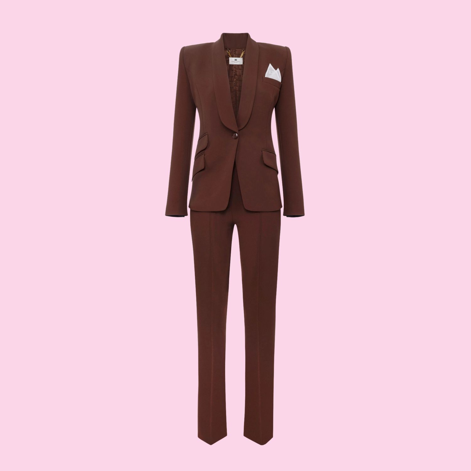 Elisabetta Franchi Blazer And Pants Coffee