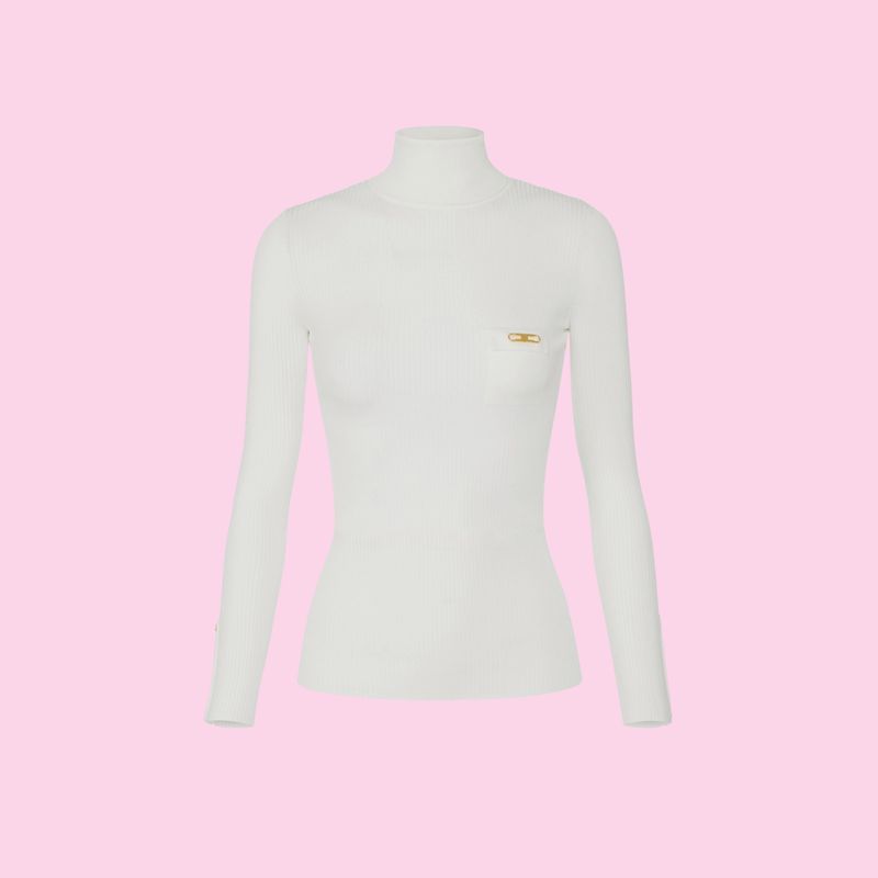 Tシャツ・カットソー ELISABETTA FRANCHI Ribbed knitted top with l detail Rosa Elisabetta Franchi viscose bodysuit with chevron pattern for
