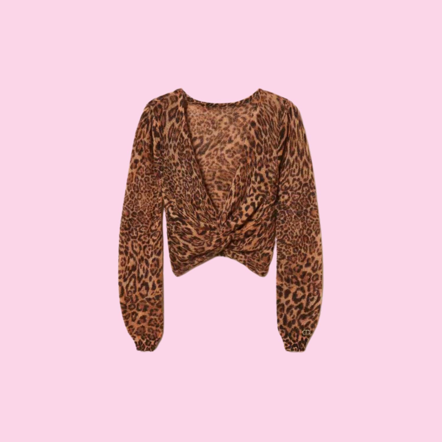 Twinset Mohair Blend Knit Shrug Leopard