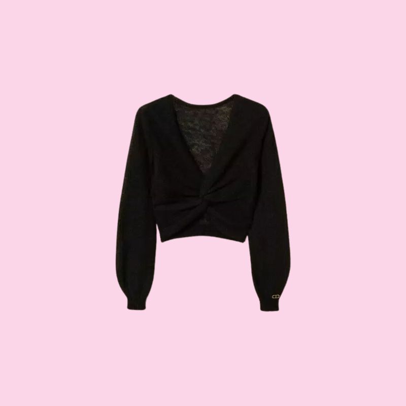 Twinset Mohair Blend Knit Shrug Black