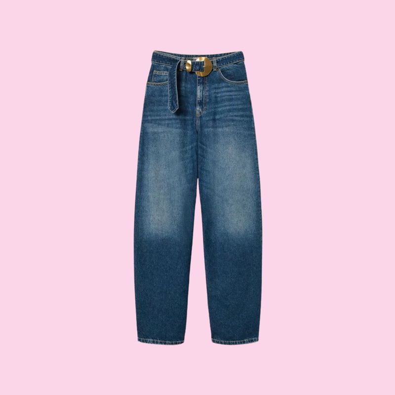 Twinset Wide Jeans With Belt And Maxi Buckle