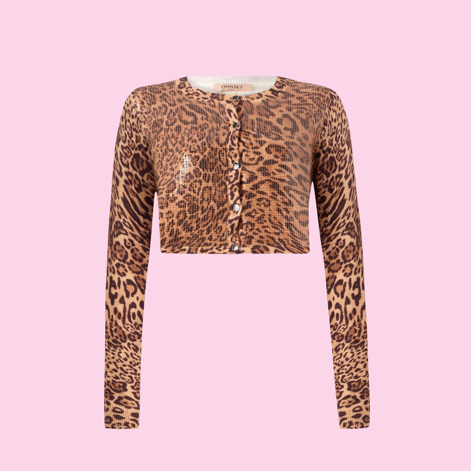 Twinset Knitted Cardigan Leopard With Sequins