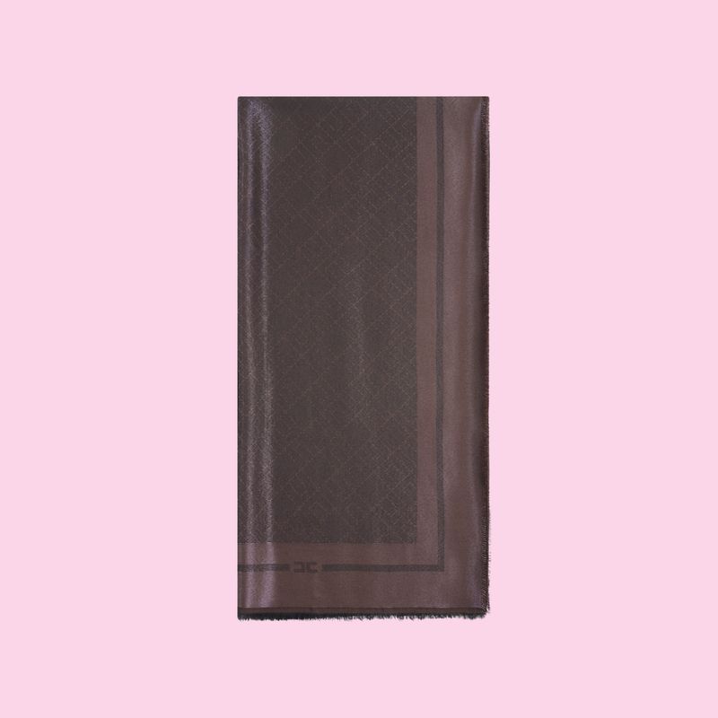 Elisabetta Franchi Logo Scarf Coffee