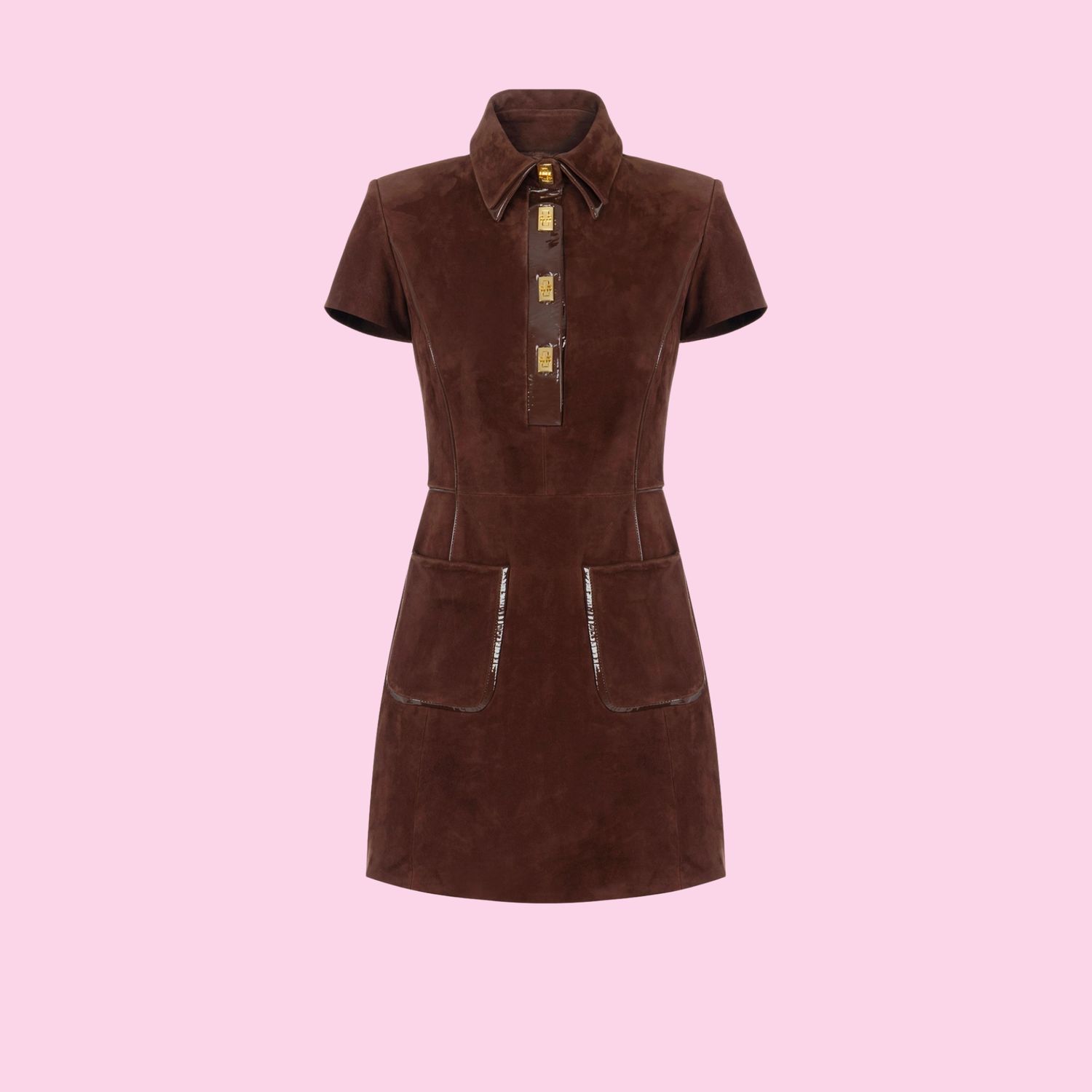 Elisabetta Franchi Leather Dress Coffee