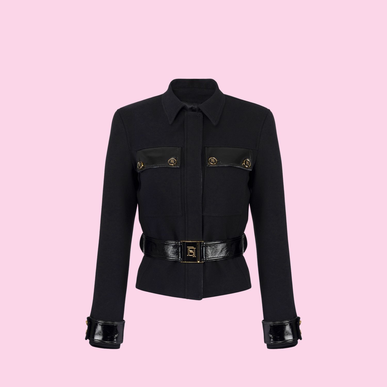 Elisabetta Franchi Jacket With Belt Black