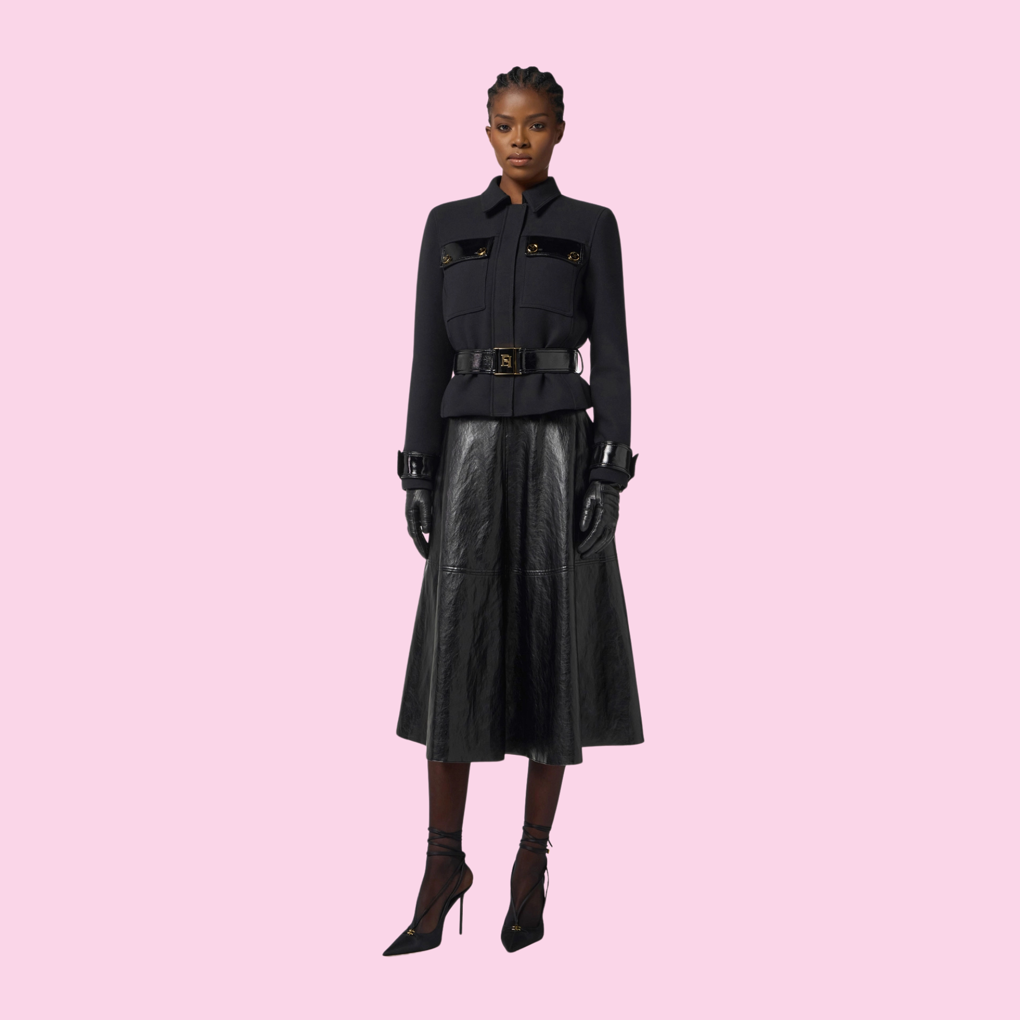 Elisabetta Franchi Jacket With Belt Black