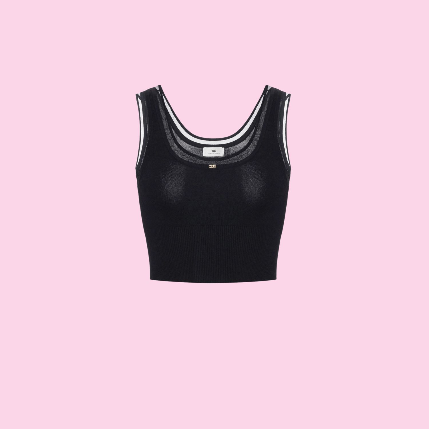 Elisabetta Franchi Knitted Cropped Top Black