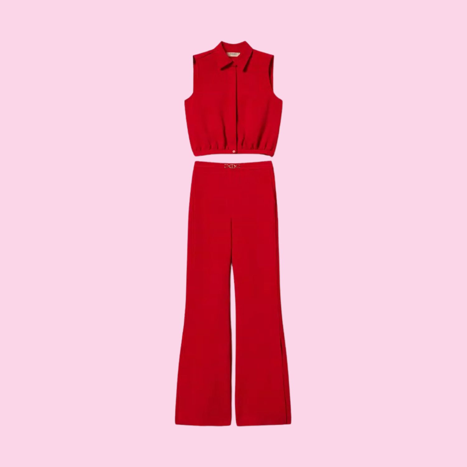 Twinset Crepe Set Blouse And Trouser Venetian Red