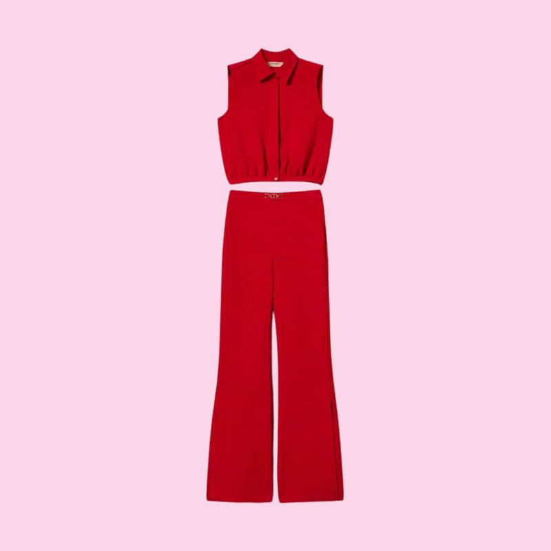 Twinset Crepe Set Blouse And Trouser Venetian Red
